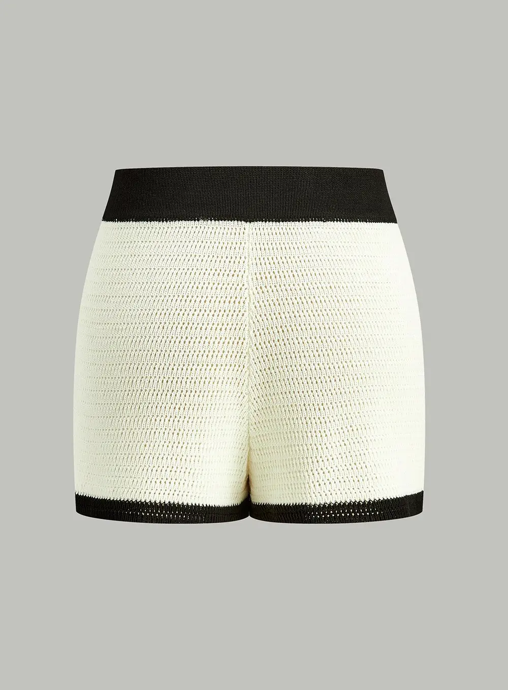 Contrast Trim Button-Front Knitted Shorts
