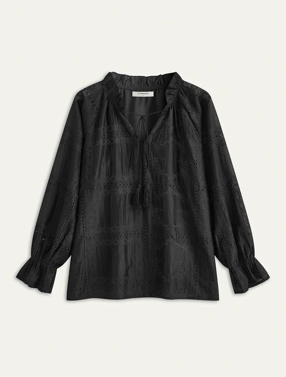 Embroidery Detail Long Sleeve Shorts Set