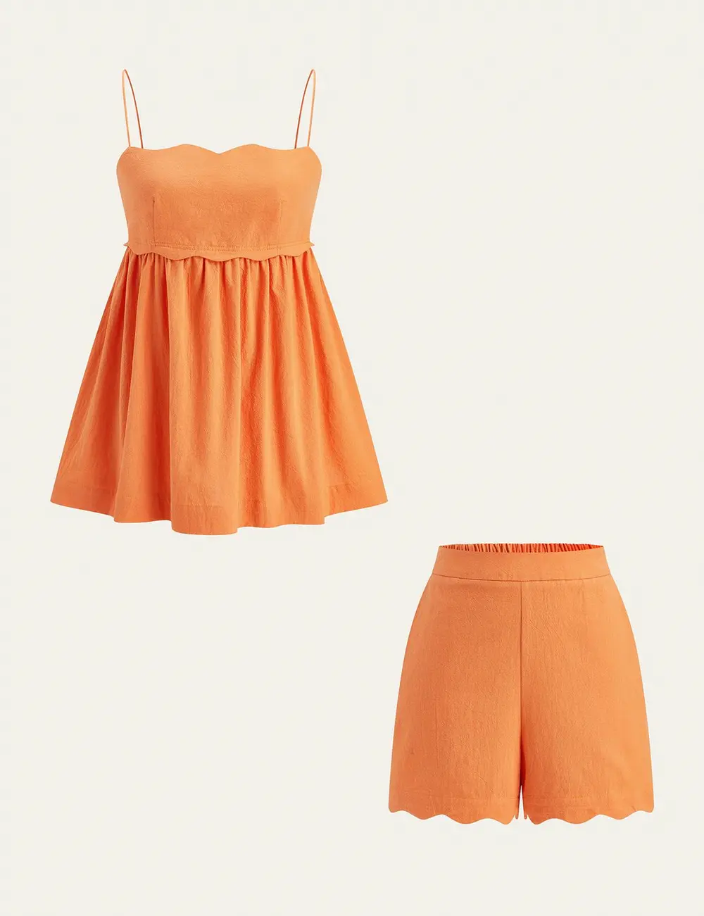 Scallop Hem Cami Top and Shorts Set