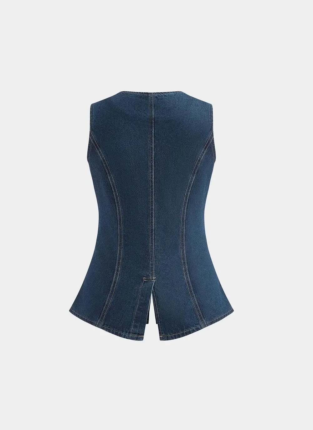 Denim Peplum Vest With Shorts Set