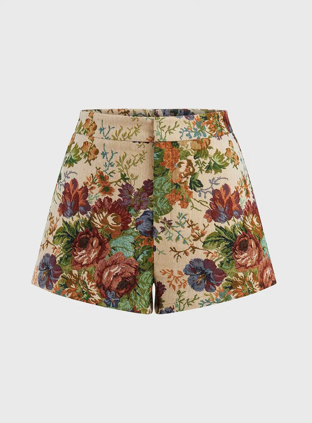 Floral Jacquard Mid-Waist Shorts