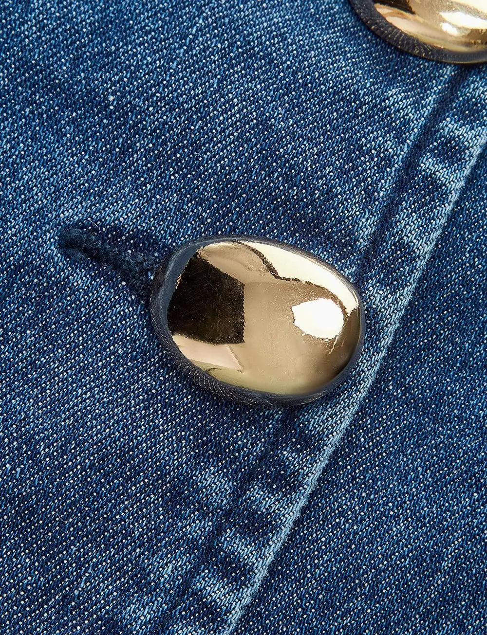 Metal Button Tie-Back Denim V-Neck Shorts Set