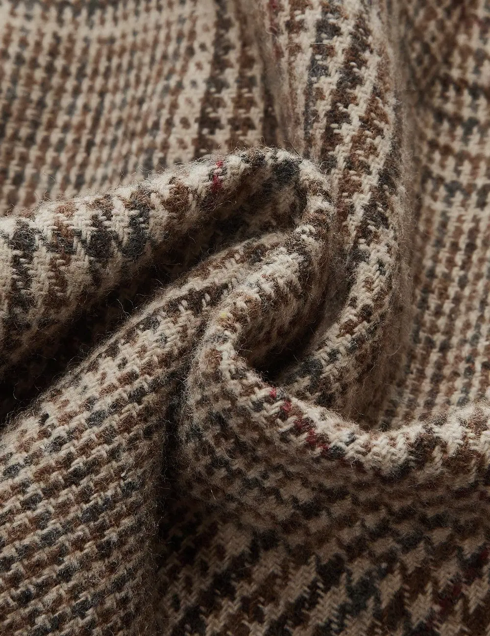 Belted High-Waist Houndstooth Tweed Shorts