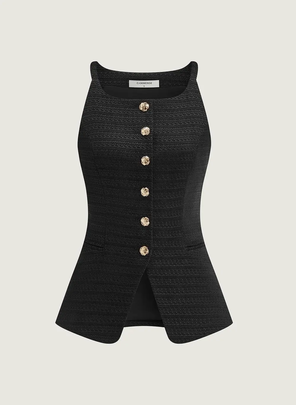 Pocketed Tweed Metal Button Shorts Set