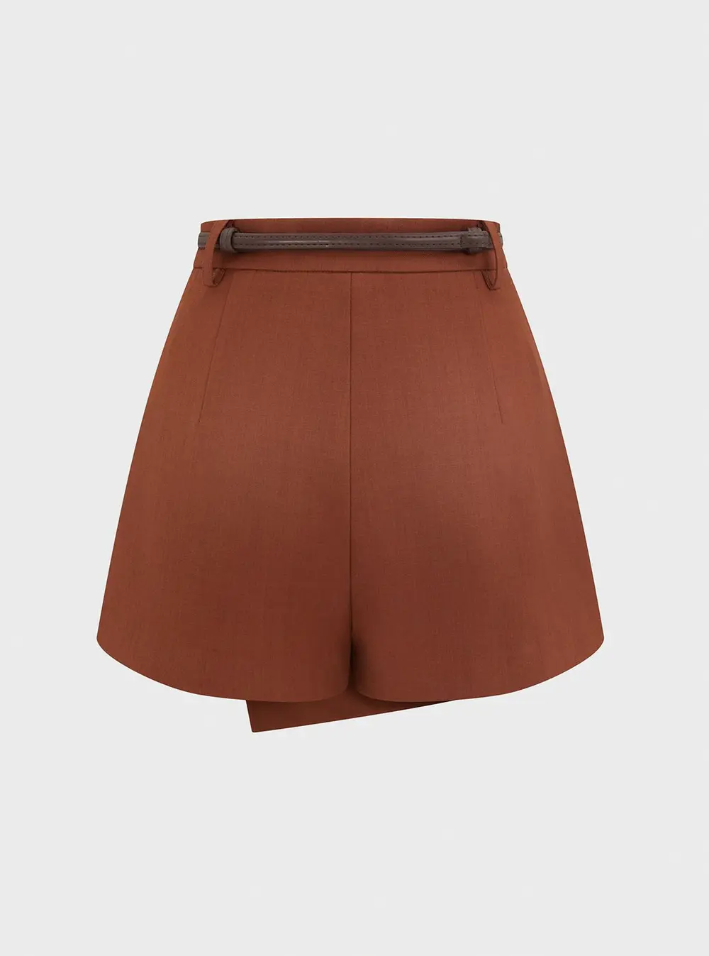 Belted Asymmetric Mid-Waist Skort