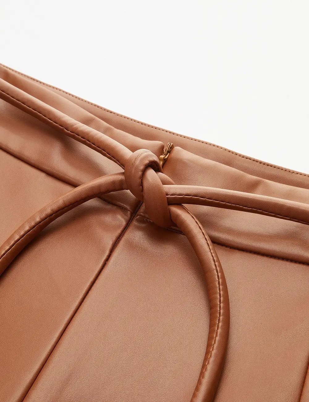 Pleated Fuax Leather Shorts