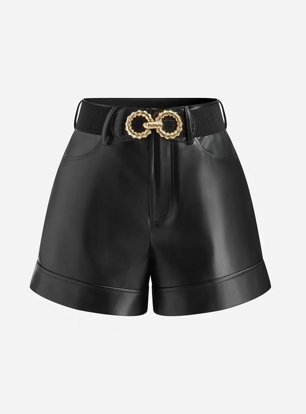 Belted Faux Leather Shorts
