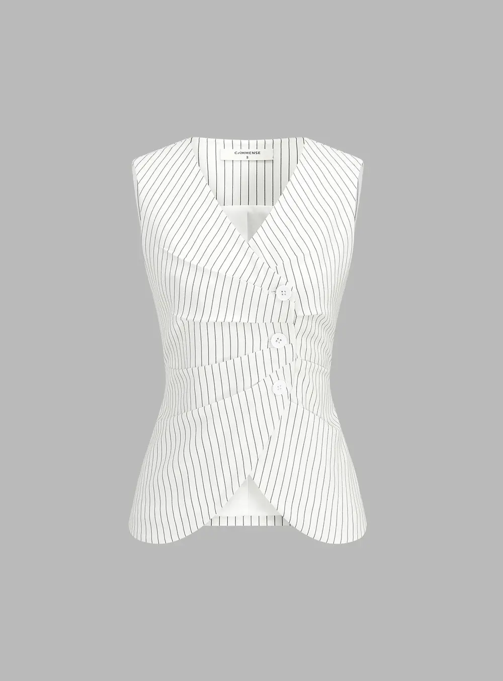 Pinstripe Asymmetric Button Vest & Shorts Set