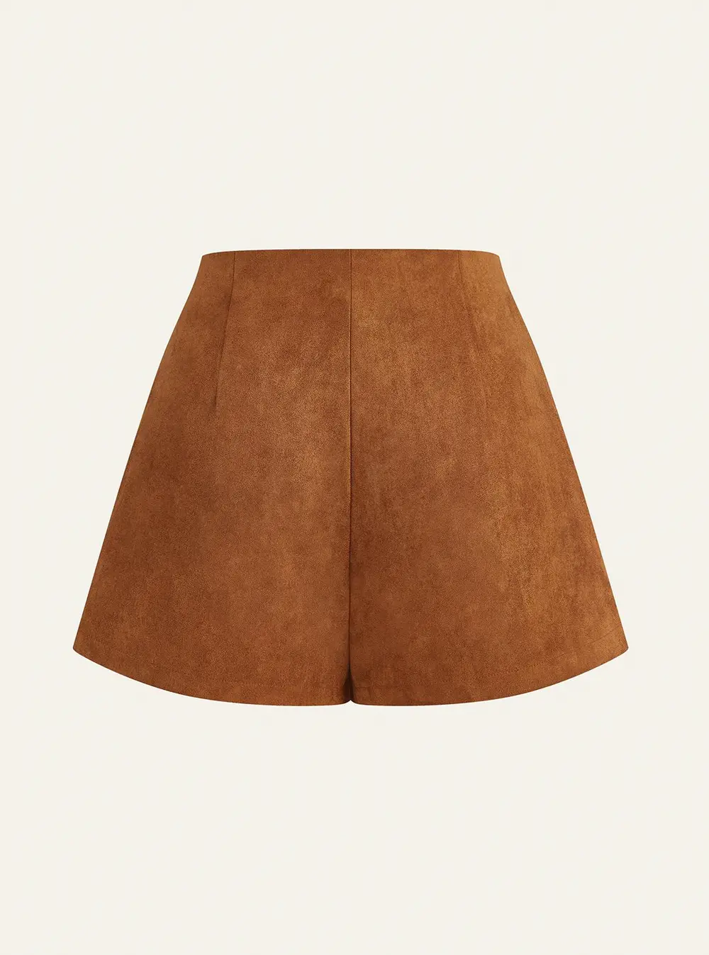 Embellished Button Suede Effect High-Waisted Shorts