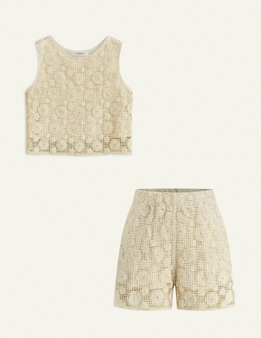 Floral Lace Sleeveless Shorts Set