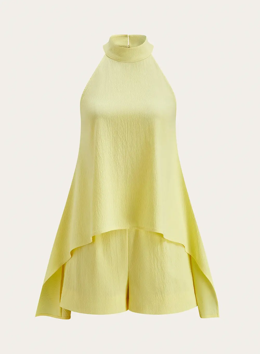 Halter Neck Asymmetric Hem Shorts Set