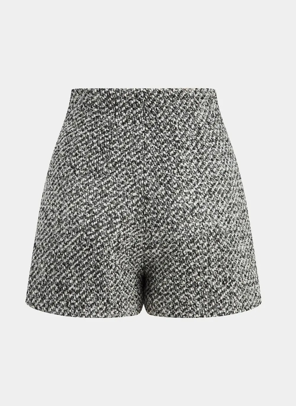 Metal Detail Tweed High-Waist Shorts