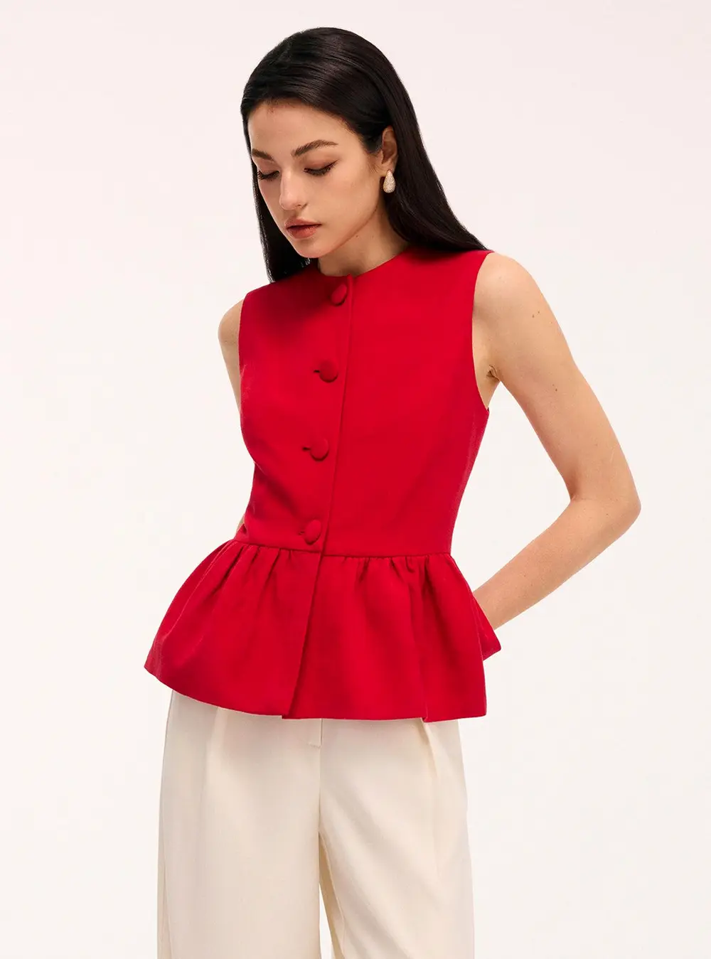 Sleeveless Peplum Top & Shorts Set