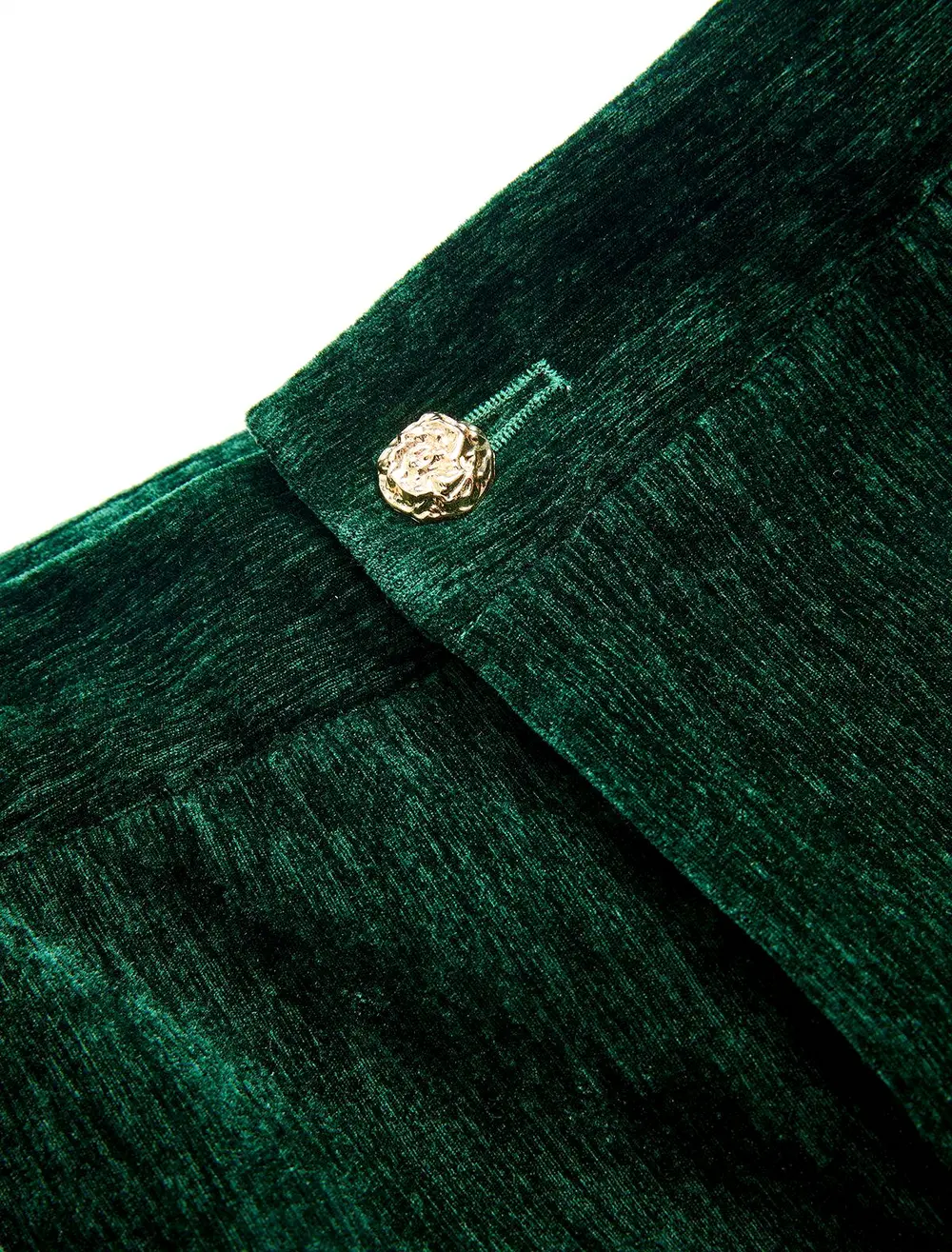 Velvet Metal-Button Mid-Waist Shorts