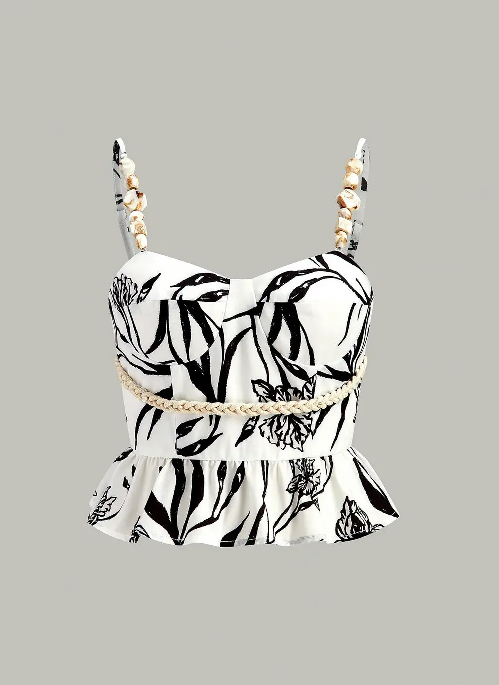 Floral Print Peplum Top With Shorts Set