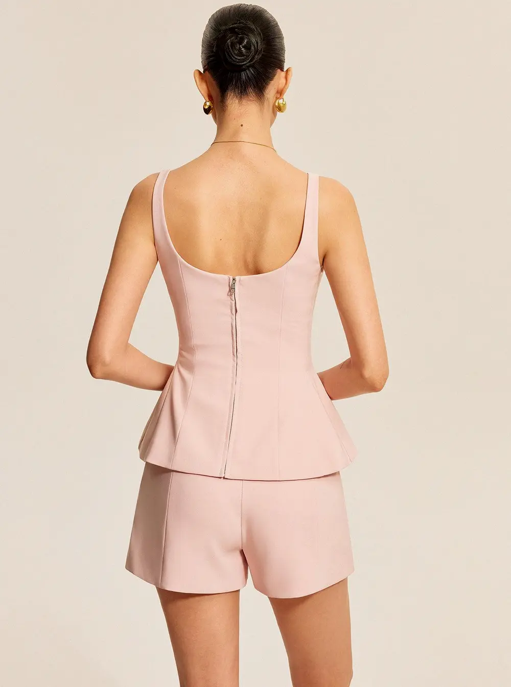 Peplum Tank Top With Shorts Set