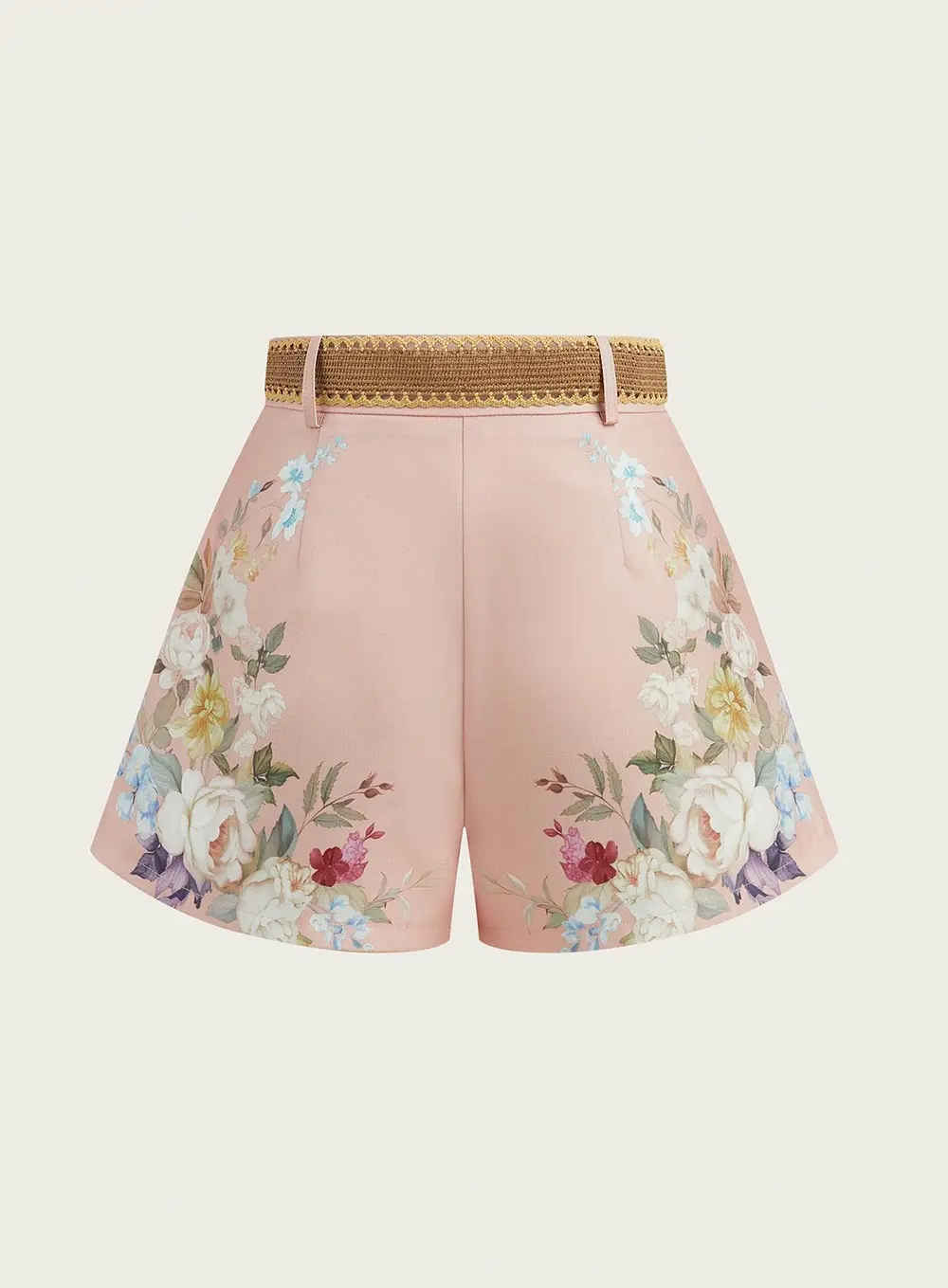 Floral Printed Belted Mid-Waist Shorts
