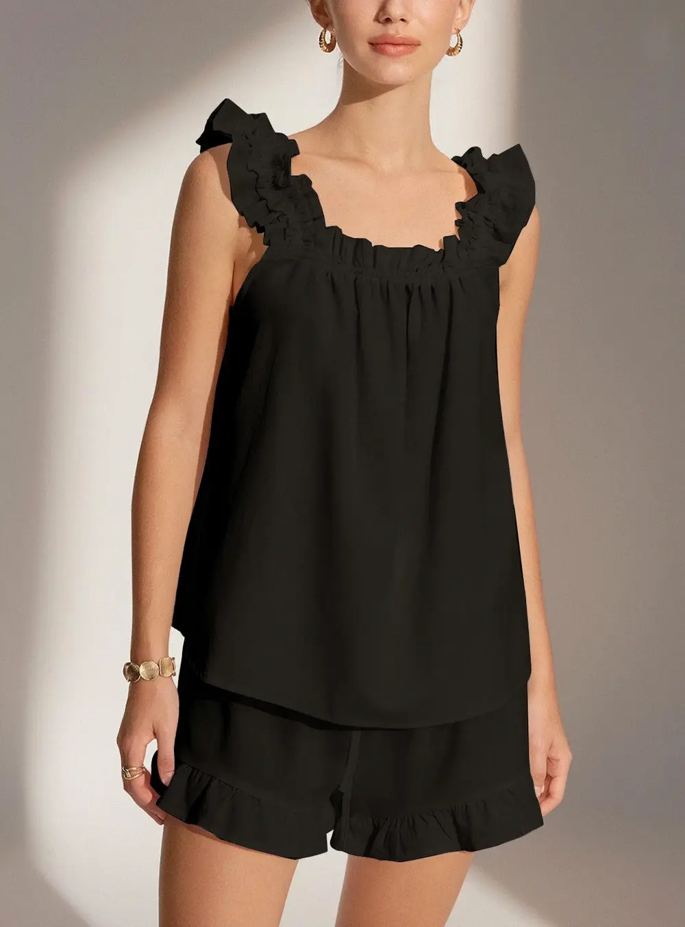 Pure Cotton Ruffle Shorts Set