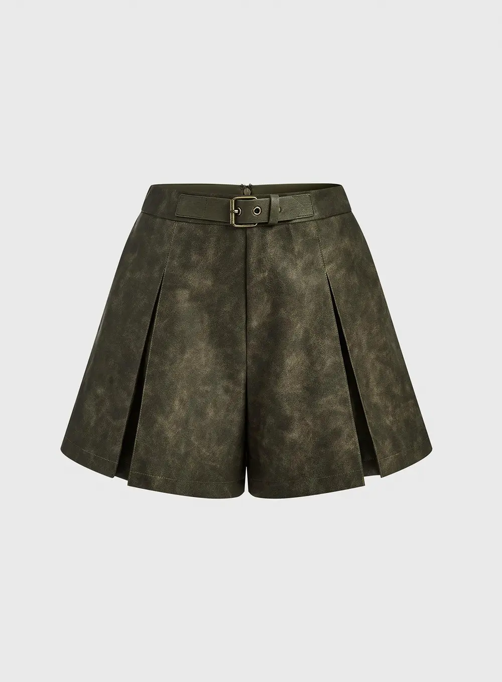 Faux Leather Pleated Shorts
