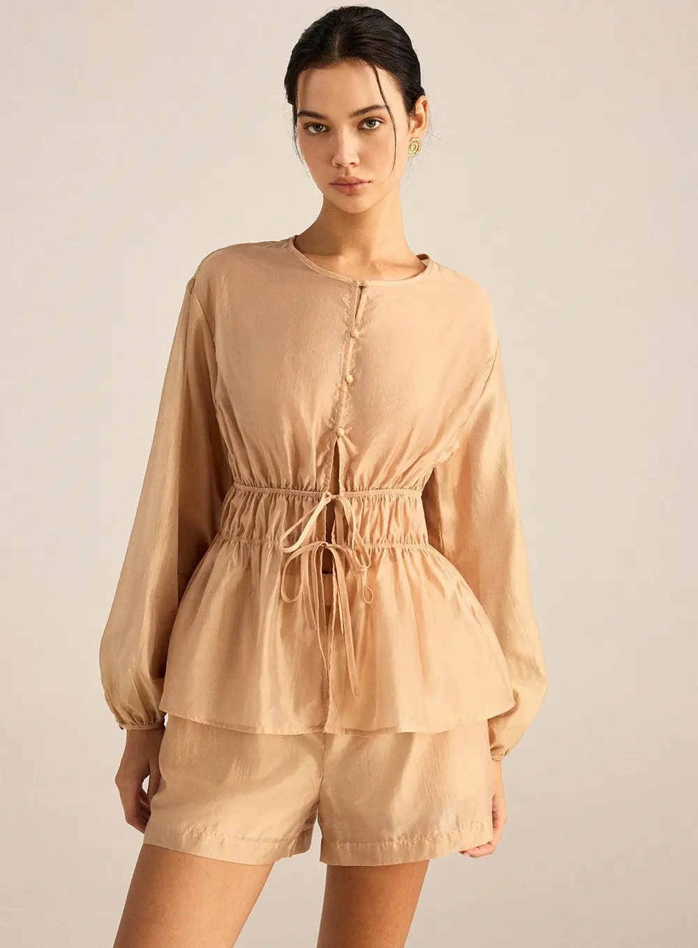 Tencel Tie-Waist Top and Shorts Set