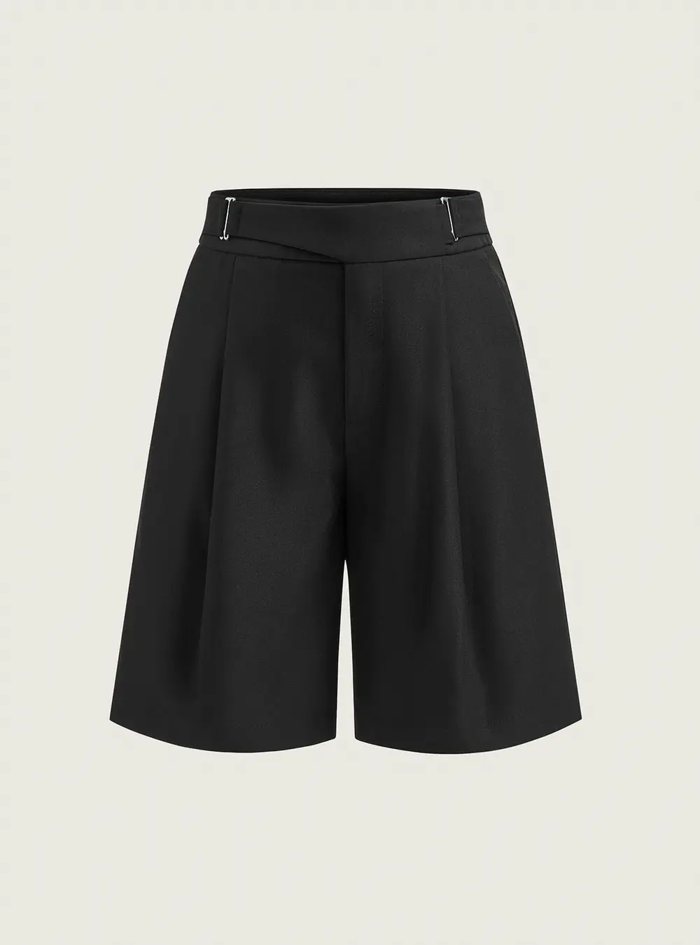 Buckle Detail Mid-Waist Shorts