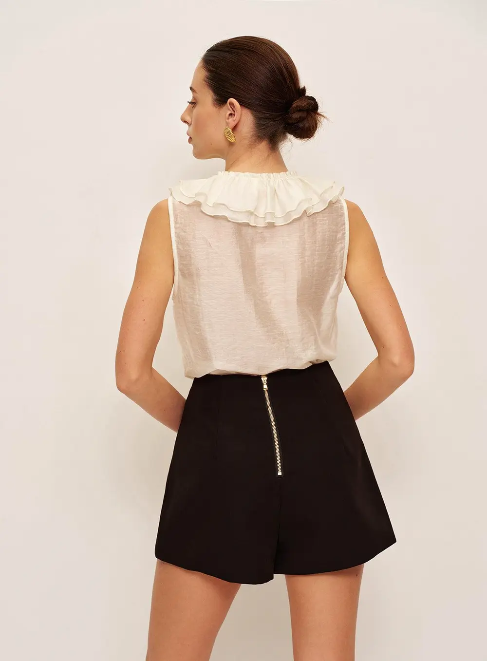 High-Waist Double-Breasted Button Shorts