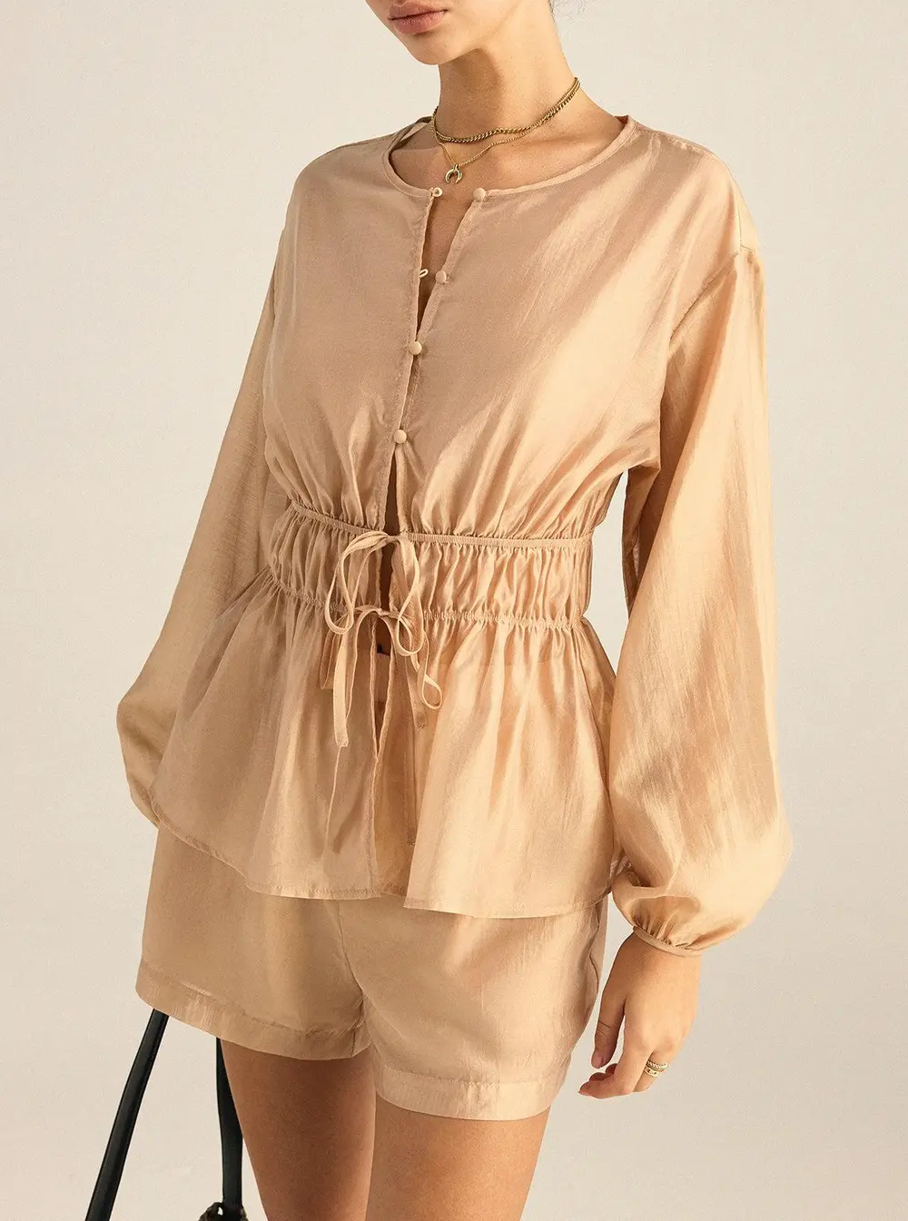 Tencel Tie-Waist Top and Shorts Set