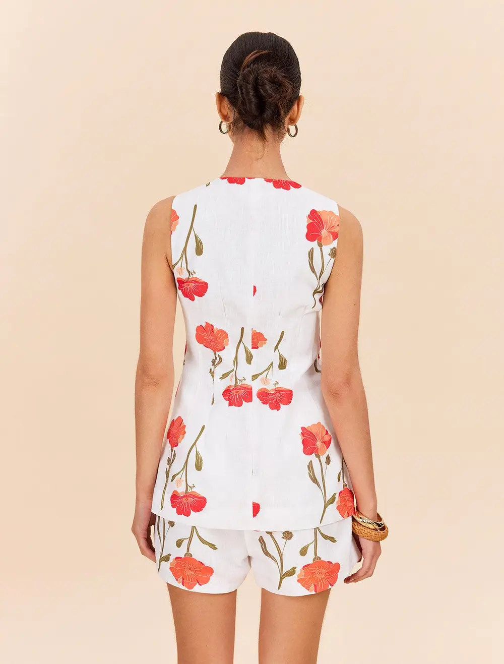 Floral Button-Front Shorts Set