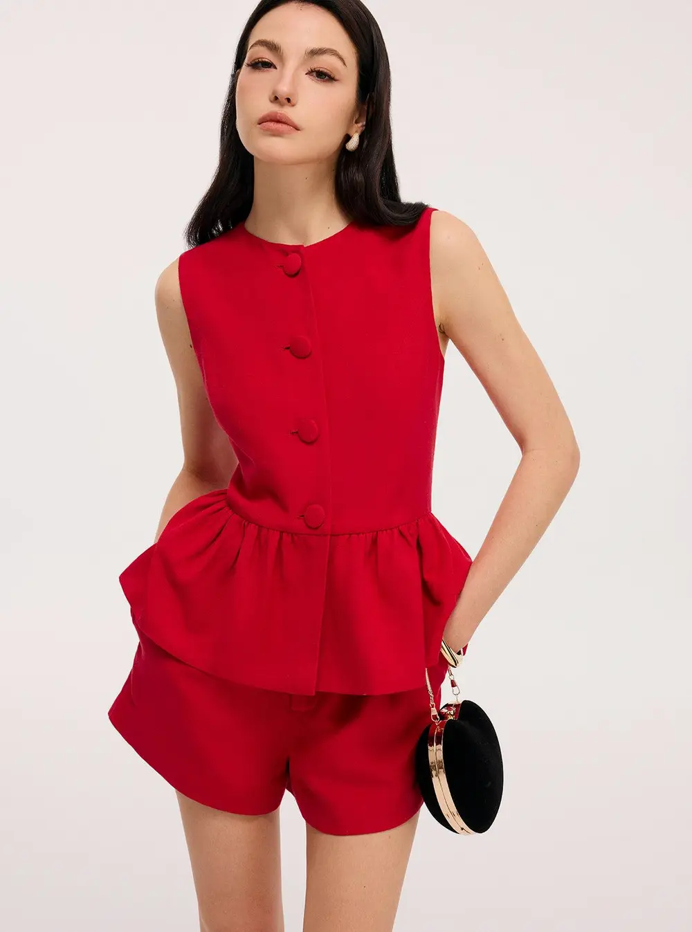 Sleeveless Peplum Top & Shorts Set