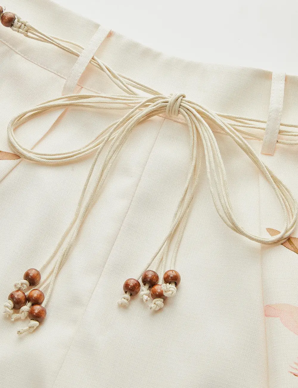 Belted Tropical Print Mid-Waist Shorts