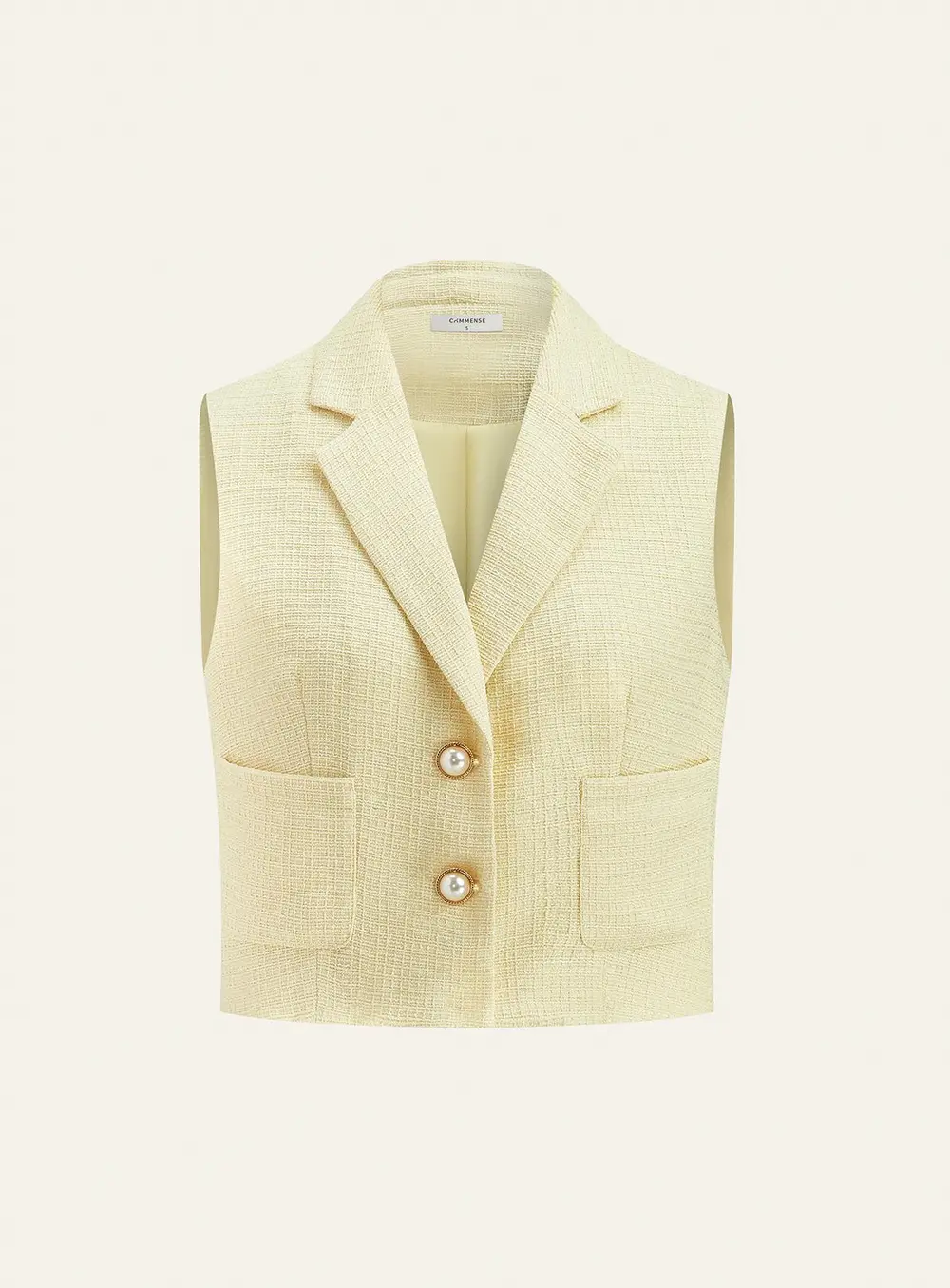 Pearl Button Tweed Vest and Shorts Set