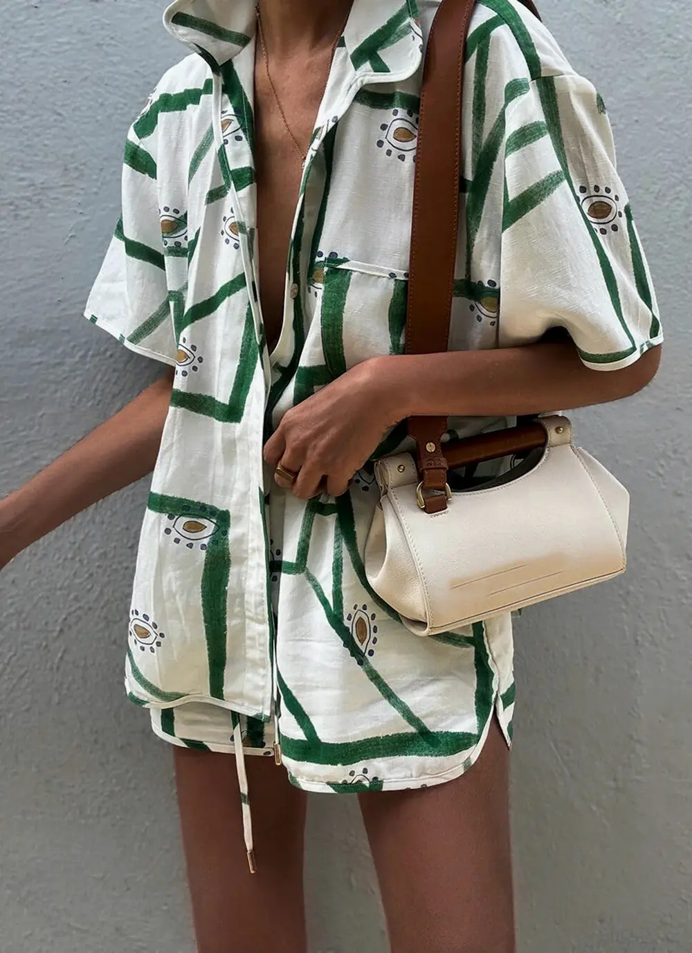 Print Drawstring Shorts Set