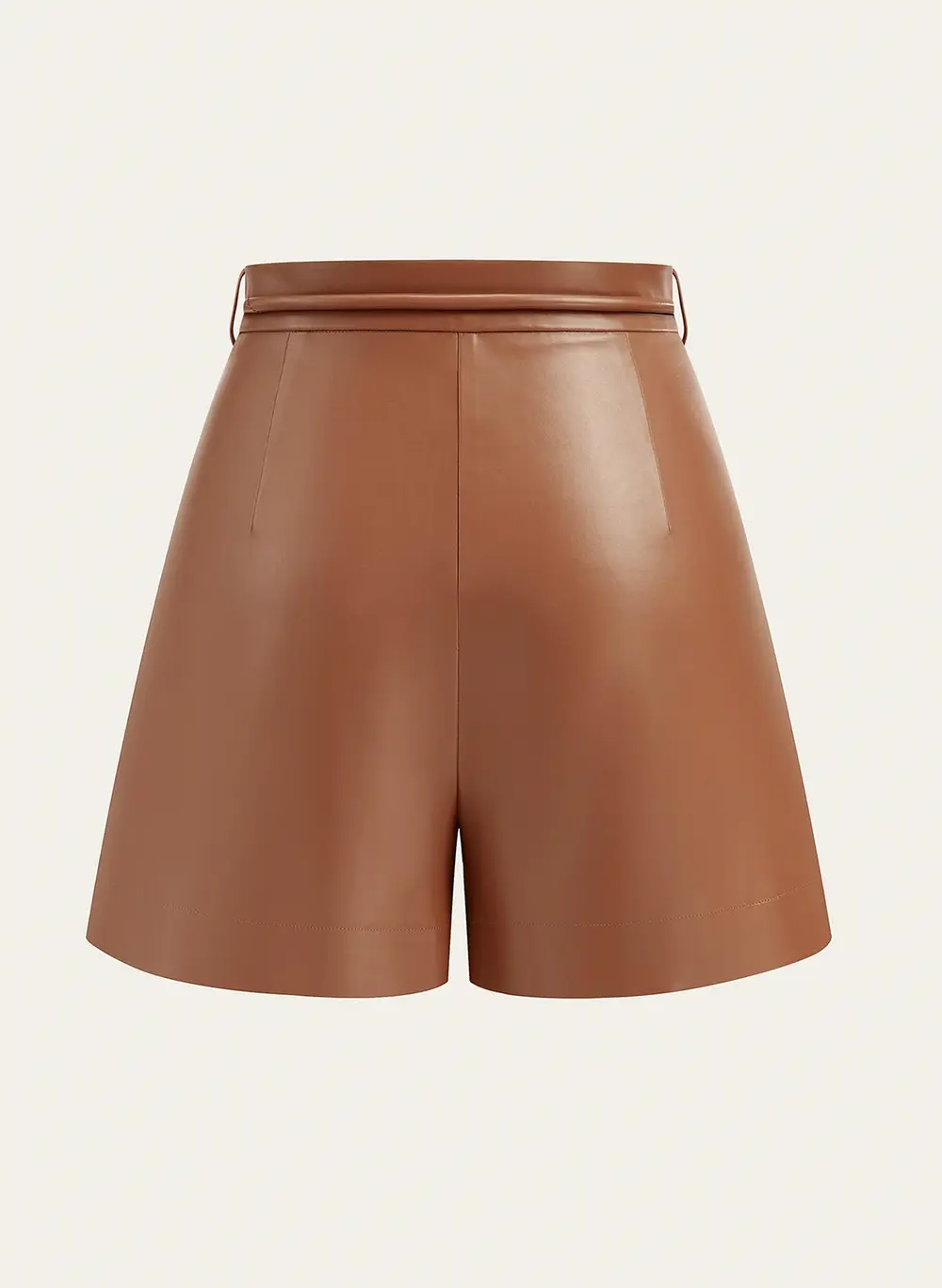 Pleated Fuax Leather Shorts