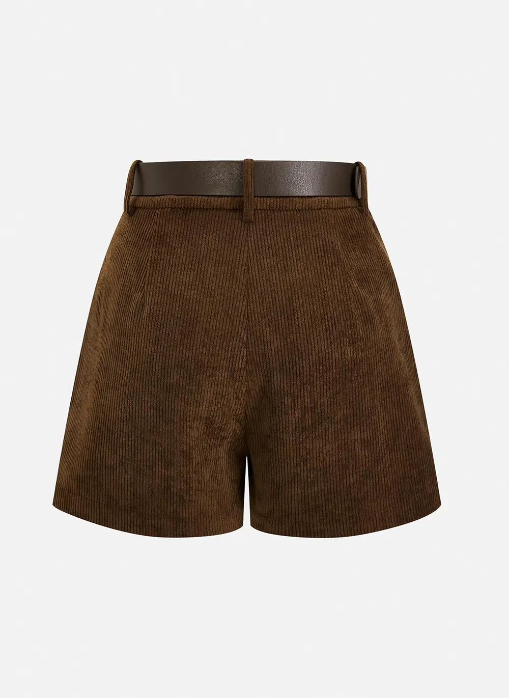 Belted Corduroy Pleated Shorts