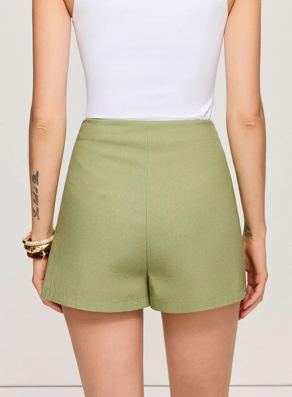 Cotton & Linen Asymmetrical Wrap-Front Skort
