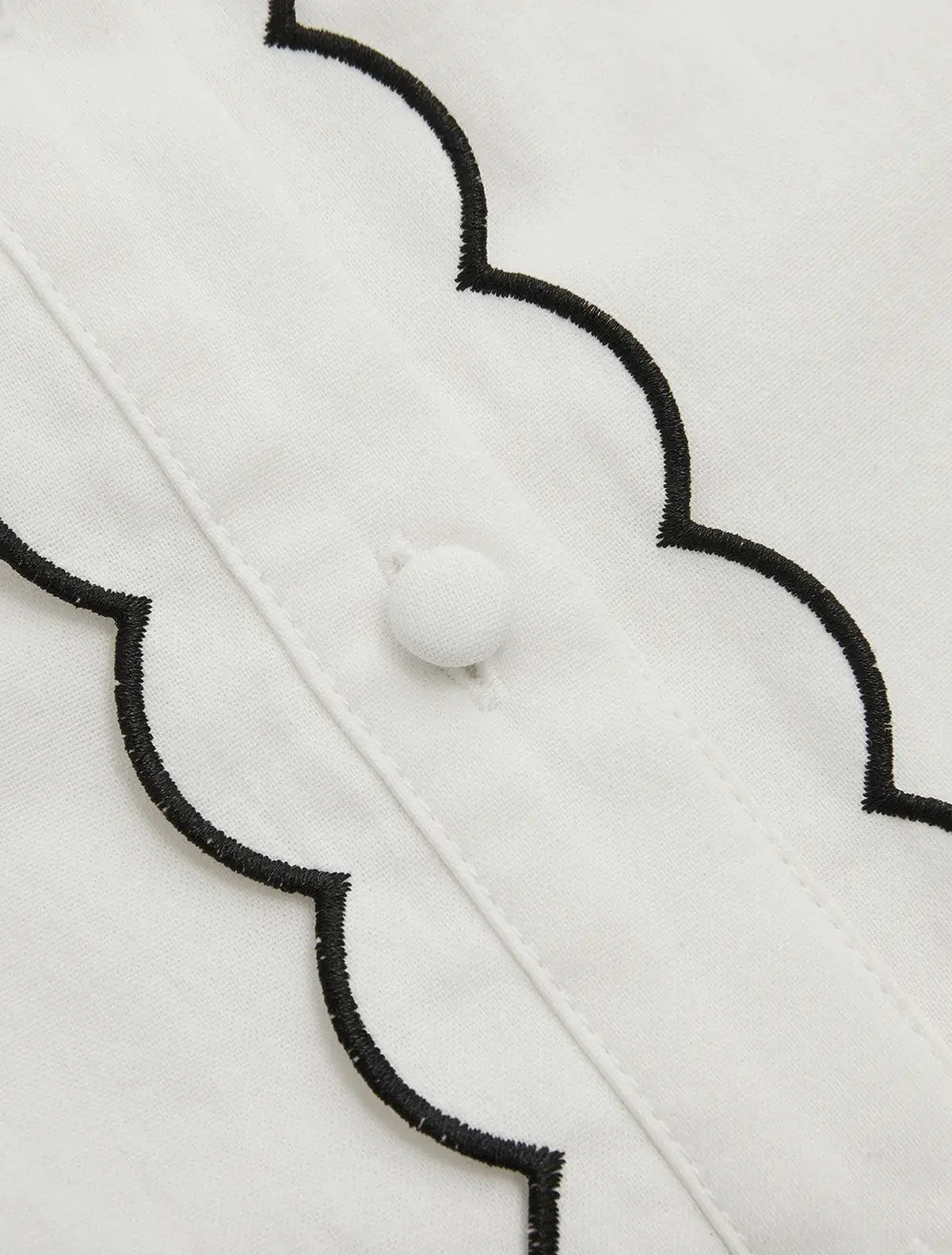 Cotton Scallop Trim Shirt & Shorts Set