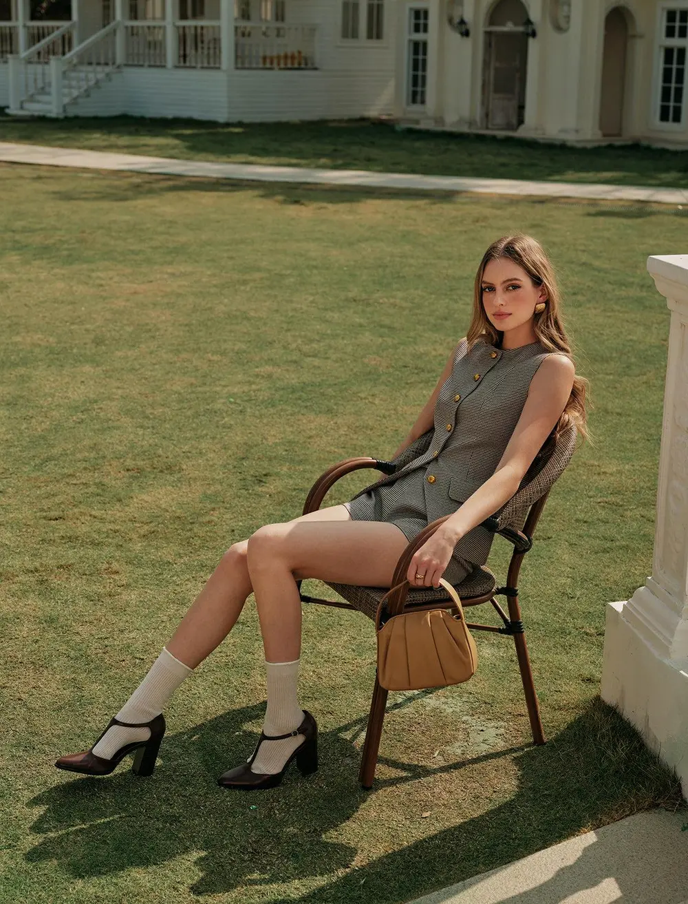 Metal Button Vest Shorts Set