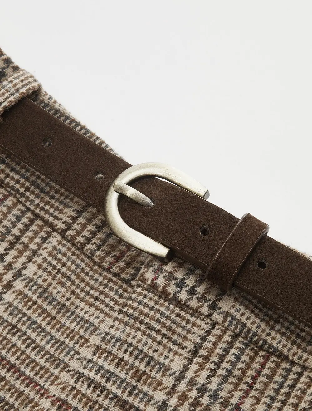 Mid-Waisted Belted Plaid Shorts