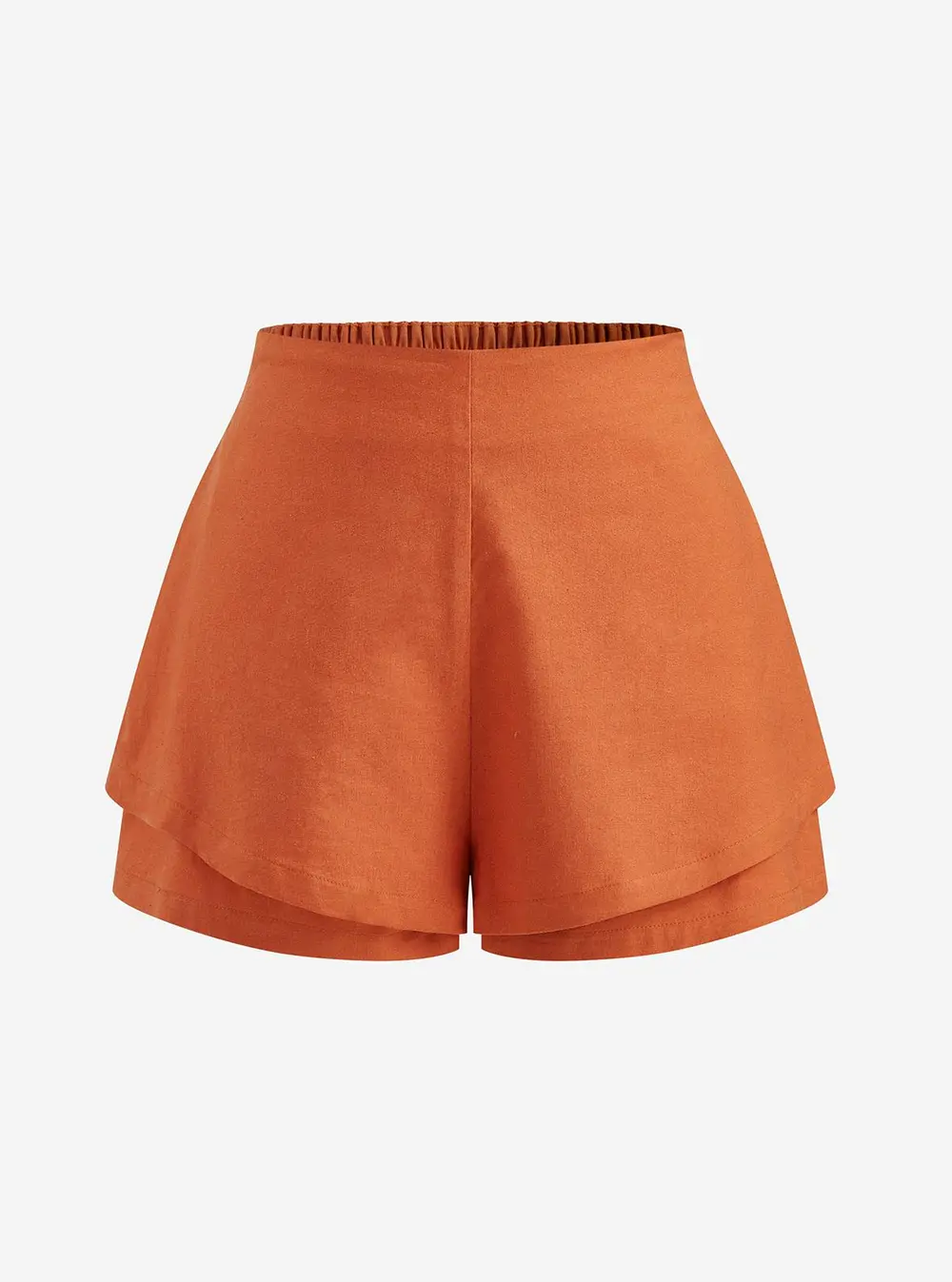 Linen Blend Shirt & Layered Hem Shorts Set