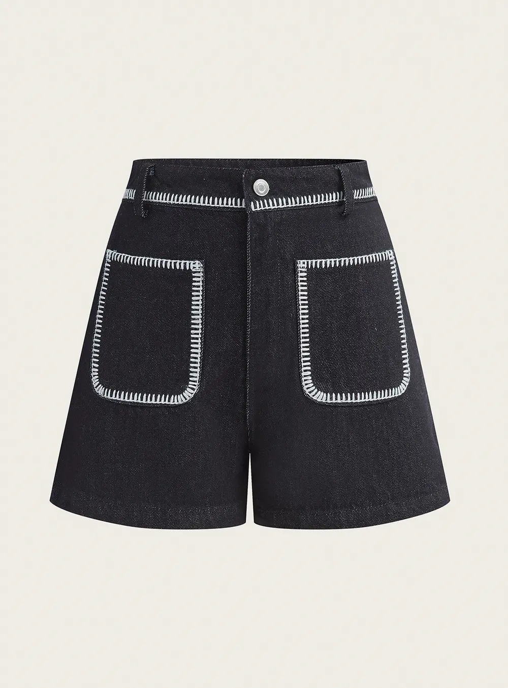 Contrast Trim Denim Shorts