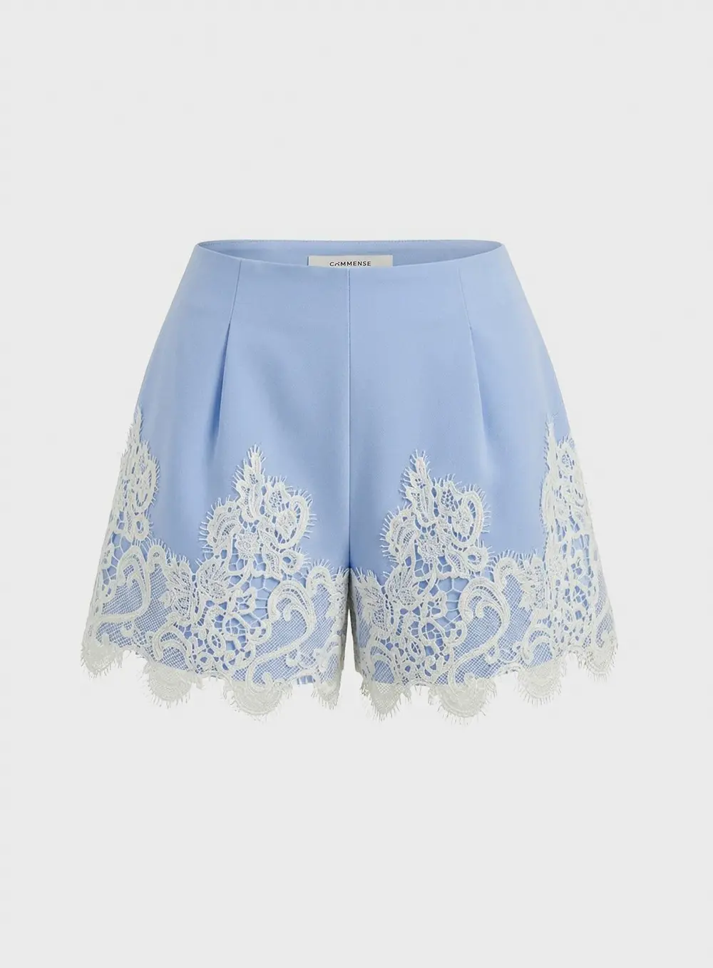 Contrast Lace Trim Mid-Waist Shorts