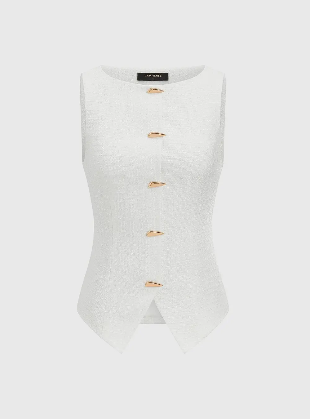 Tweed Sleeveless Metal Button Vest & Shorts Set