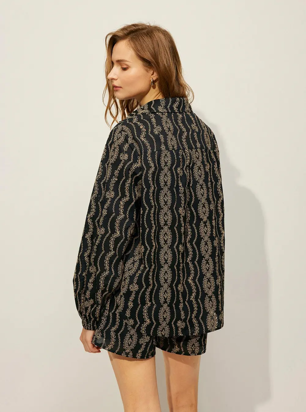 Printed Shirt Shorts Set Without Belt