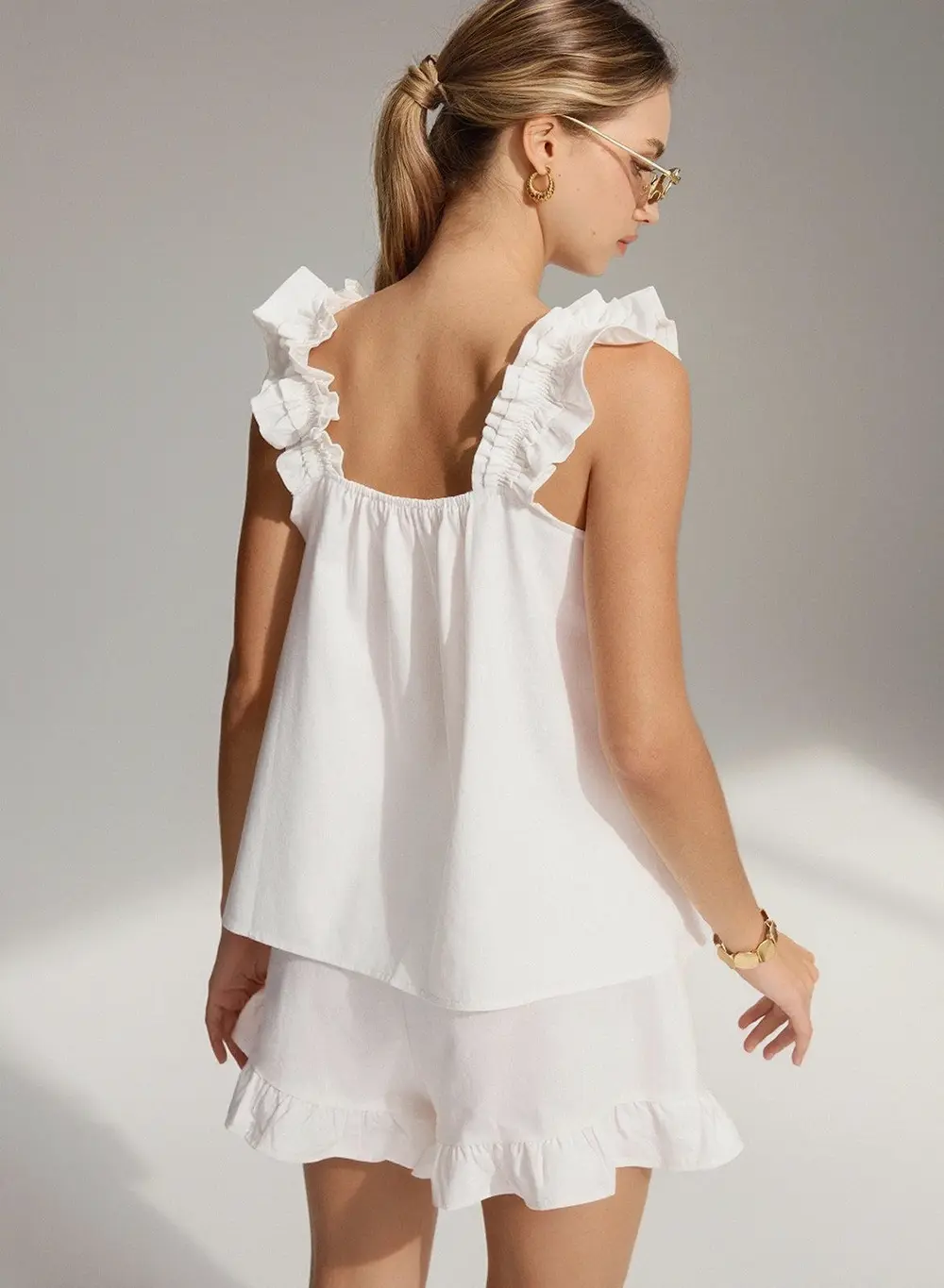 Pure Cotton Ruffle Shorts Set