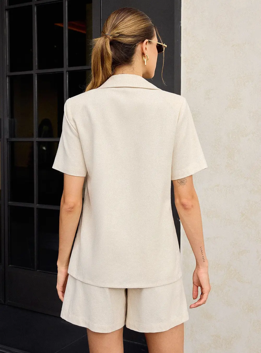 Cotton & Linen Metal Decor Shorts Set