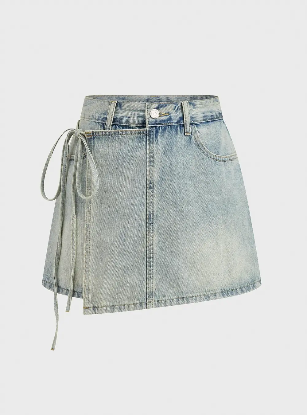 Denim Wrap Front Skort