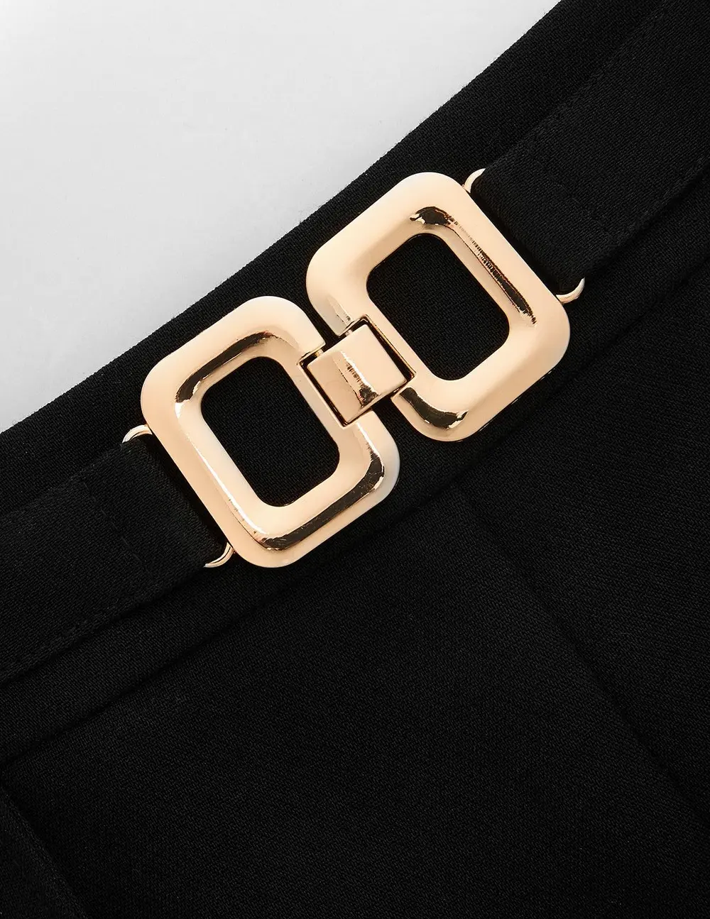 Mid Waist Metal Buckle A-Line Shorts