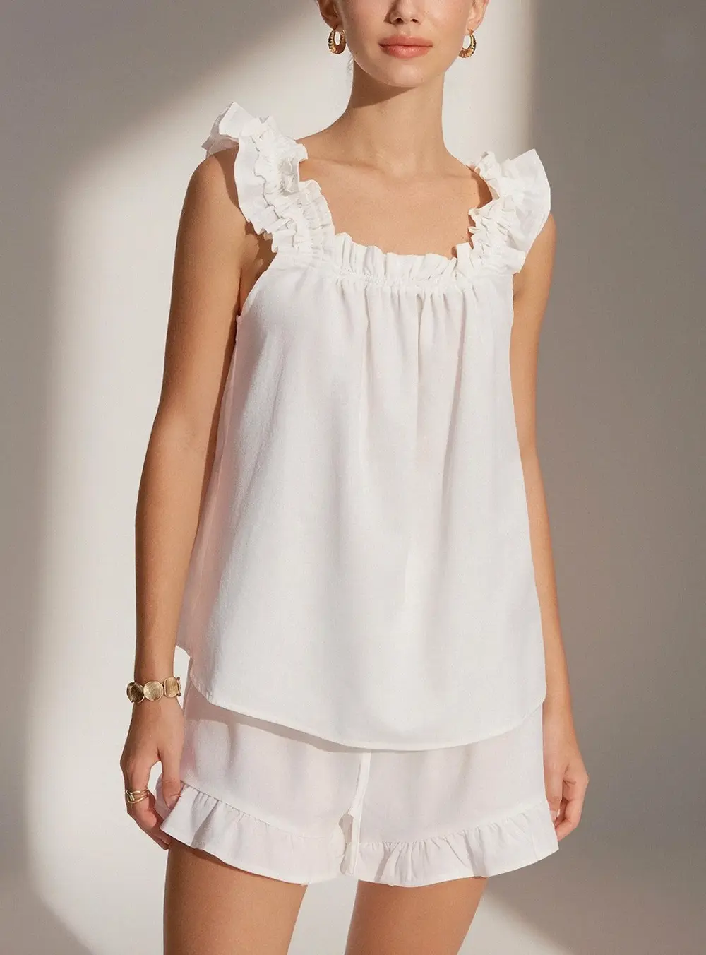 Pure Cotton Ruffle Shorts Set