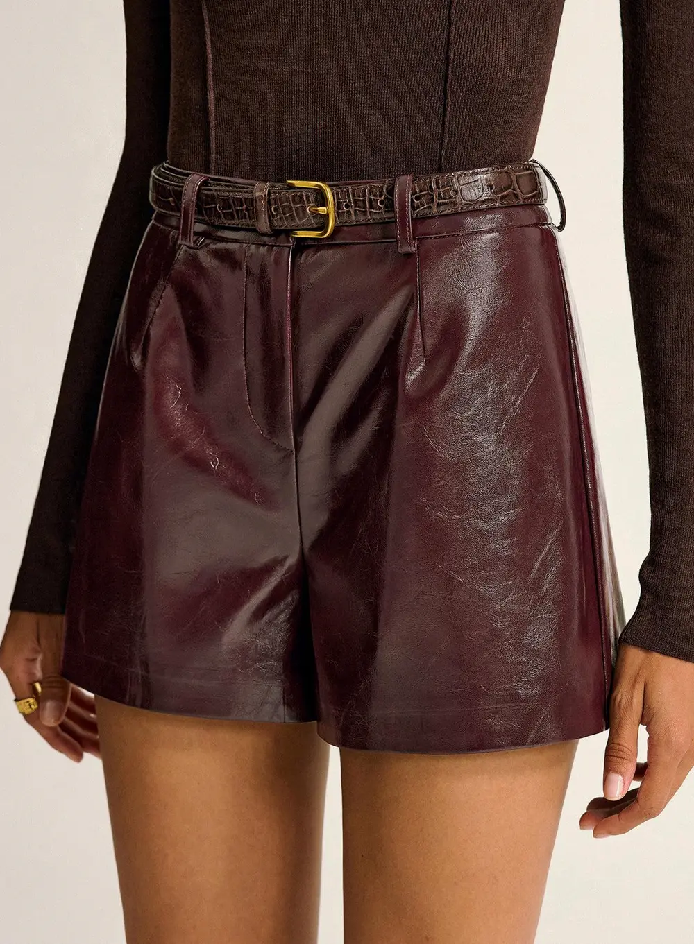PU Leather Shorts without Belt