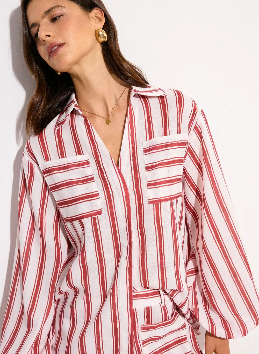 Pocketed Striped Shorts Set